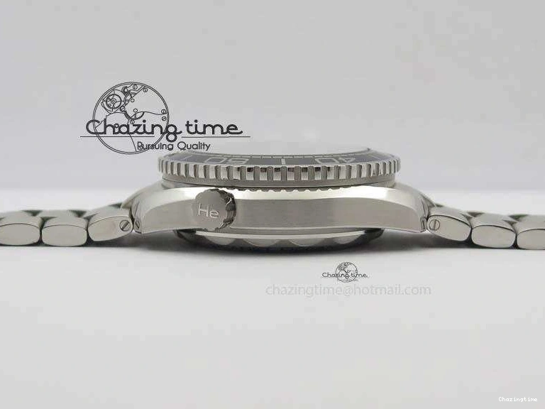 0413 Sustainable Planet Ocean Master Chronometer Chrono SS OM 1:1 Best Edition Black Dial On SS Bracelet A 8179